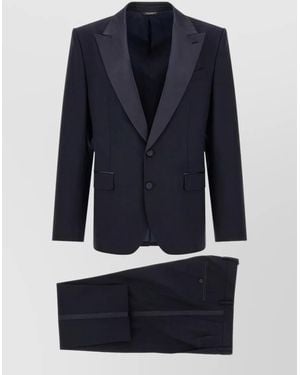 Dolce & Gabbana Virgin Wool Single Breasted Tuxedo Suit - Blue