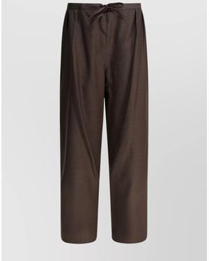 Loulou de Saison Wide Leg Drawstring Pants Side Pockets - Brown