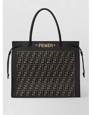 Fendi Magic Large Tote Bag Contrast Handles - Black