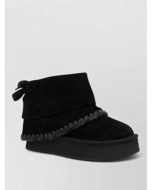 Mou Leather Platform Mules - Black