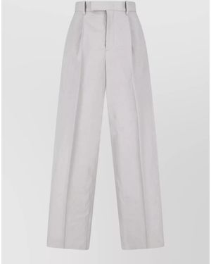 Jil Sander Straight Trousers Belt Loops Button Detail - White