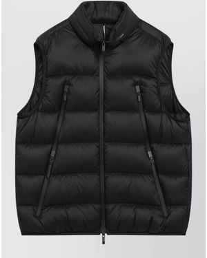 Moncler Padded Coat Side Pockets Stand Collar - Black