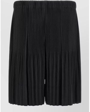 Homme Plissé Issey Miyake June Series Knee Length Pleated Bermuda Shorts - Black