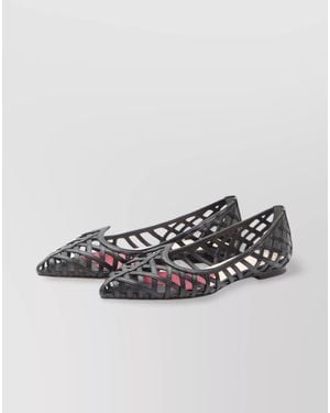Roger Vivier Leather Multistrap Ballerina Shoes - Metallic