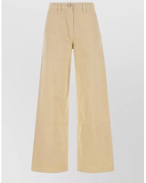 Magda Butrym Denim Jeans Wide Leg Belt Loop Style - Natural