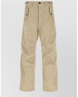 DSquared² Cotton Trousers Tailored Style Belt Loops - Natural