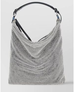 Benedetta Bruzziches Calf Leather Rhinestone-Embellished Draped Shoulder Bag - Grey
