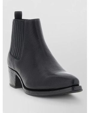 Prada Leather Ankle Boots Chelsea Cuban Heel - Black