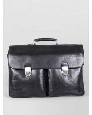 SAIT Leather Briefcase - Grey