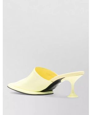 Sergio Rossi Leather Mules Open Toe Unique Heel Design - Multicolour