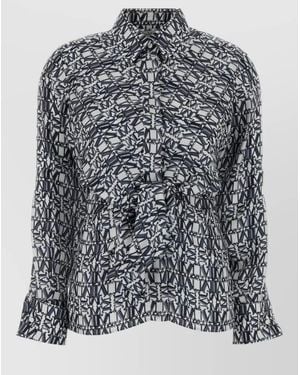 Max Mara Silk Marte Shirt Geometric Print - Grey
