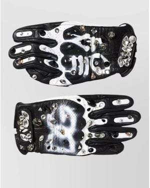 Dolce & Gabbana Crystal Wrist Length Mitten Gloves - Black