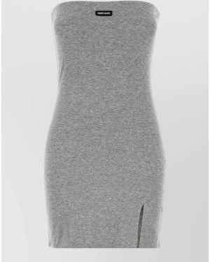 Miu Miu Cotton Mini Dress Strapless Side Slit - Gray