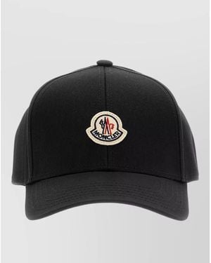 Moncler Cotton Baseball Cap Curved Brim Design - Black