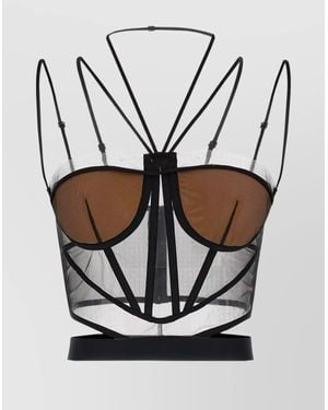 Nensi Dojaka Sheer Strappy Corset Top - White