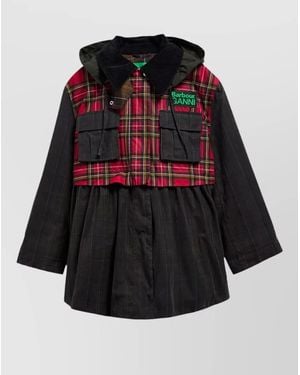 Barbour Ganni Waxed Hooded Coat Long To Short - Black