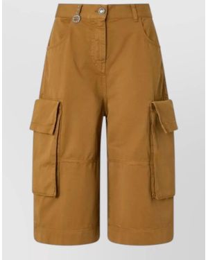 Pinko Albareto Bermuda High Waist Cargo Shorts - Natural