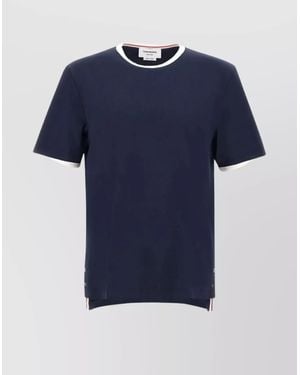 Thom Browne Ringer T-Shirt Crew Neck Contrast Trim - Blue