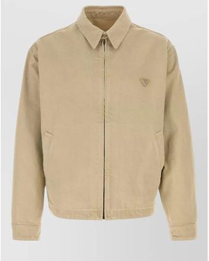Prada Denim Jacket Straight Fit Front Back View - Natural