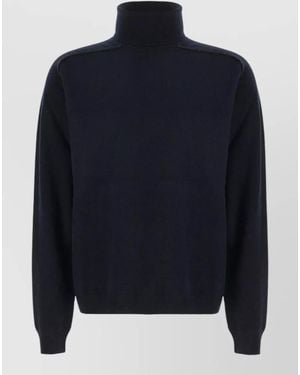 Maison Margiela Wool Jacket High Collar Ribbed Cuffs - Blue