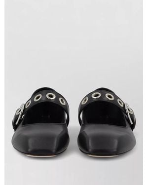 Aeyde Uma Mary Jane Shoe Eyelet Detail Square Toe - Black