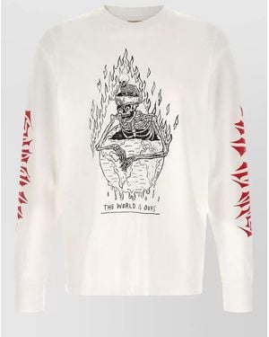 GALLERY DEPT. Crew Neck Graphic Long Sleeve Knit Top - Natural