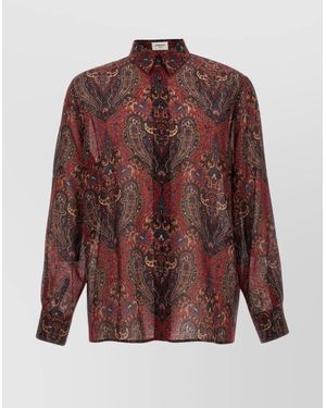 Saint Laurent Paisley Patterned Long Sleeve Cuffed Shirt - Brown