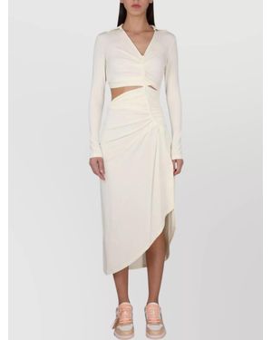 Off-White c/o Virgil Abloh Ruffled Dress Featuring Cut-Outs - Natural