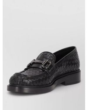 LA ROSE Braided Leather Loafers - Black