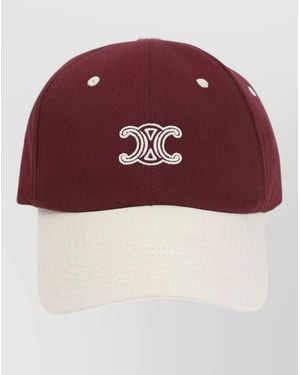 Celine Triomphe Richelieu Cotton Twill Cap - Red