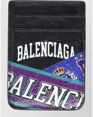 Balenciaga Leather Printed Card Holder - Black