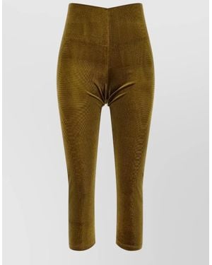 ANDAMANE Holly High Waist Cropped Velvet Leggings - Green