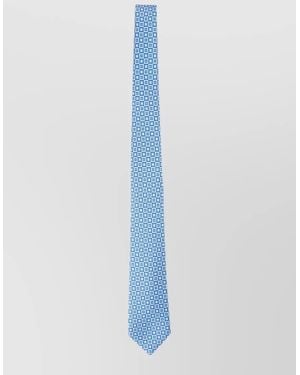 Kiton Slim Tie Geometric Pattern Refined Design - Blue