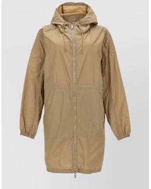 Canada Goose Long Hooded Coat Drawstring Hood Design - Natural