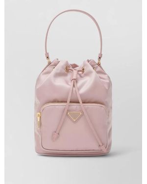 Prada Bucket Bag Adjustable Strap Front Pocket - Pink
