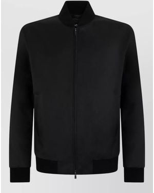 BOSS Wool Blend Blouson Jacket High Collar - Black