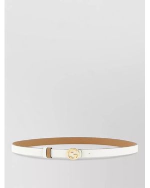 Gucci Incrocio Gg Reversible Hammered Leather Belt - White