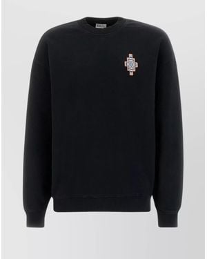 Marcelo Burlon Cotton Oversized Ribbed Crew-Neck Sweatshirt - Blue