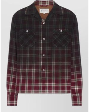 Maison Margiela Long Sleeve Shirt Plaid Chest Pockets - Black
