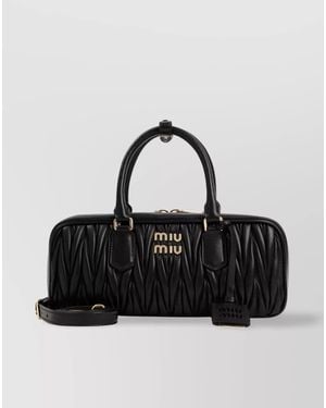 Miu Miu Arcadie Lamb Leather Shoulder Bag - Black
