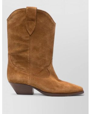 Isabel Marant Duerto Suede Cuban Heel Pointed Boots - Brown