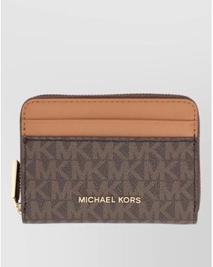 Michael Kors Logo Zip Around Wallet Multiple Card Slots - Gray