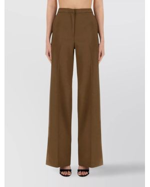 PT Torino Wool Wide-Leg Trousers - Brown