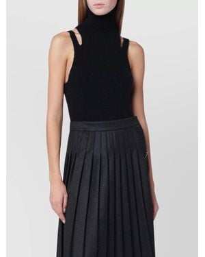 Roberto Collina Cashmere Blend Sleeveless Turtleneck Top - Black
