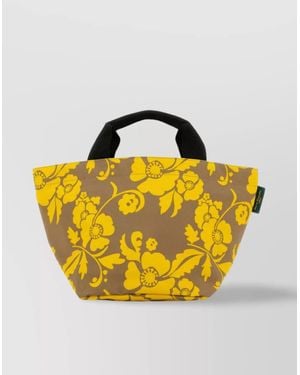 Herve Chapelier Floral Pattern Canvas Shopping Bag - Yellow