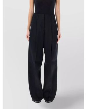 Golden Goose Virgin Wool High-Rise Wide-Leg Trousers - Blue