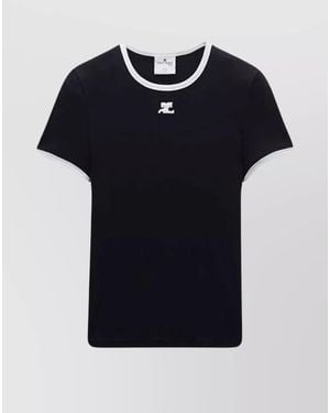 Courreges Bumpy Sleek Round Neck Sleeved Top - Black