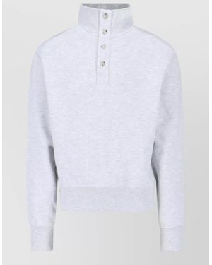 Entire studios High Collar Long Sleeve Ribbed Cuffs Top - White