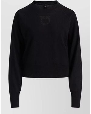Pinko Crew Neck Sweater Raglan Sleeves Ribbed Cuffs - Black