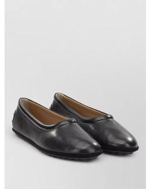 Tod's Leather Ballerina Flats - Gray